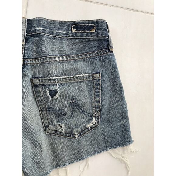 AG Adriano Goldschmied Shorts Ex Boyfriend Distressed Cut Off Denim - Picture 8 of 9